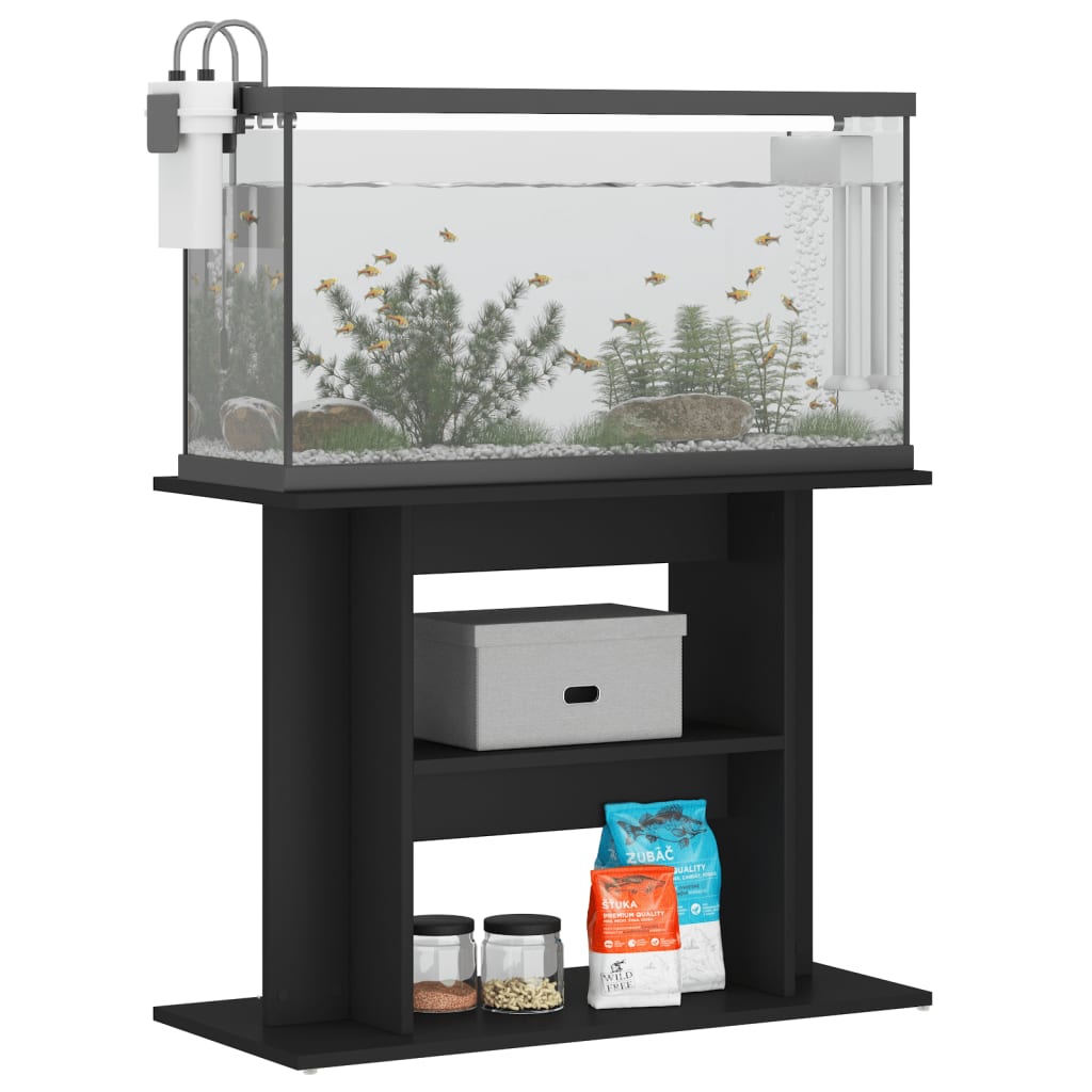 Aquariumstandaard 80x35x60 cm bewerkt hout zwart