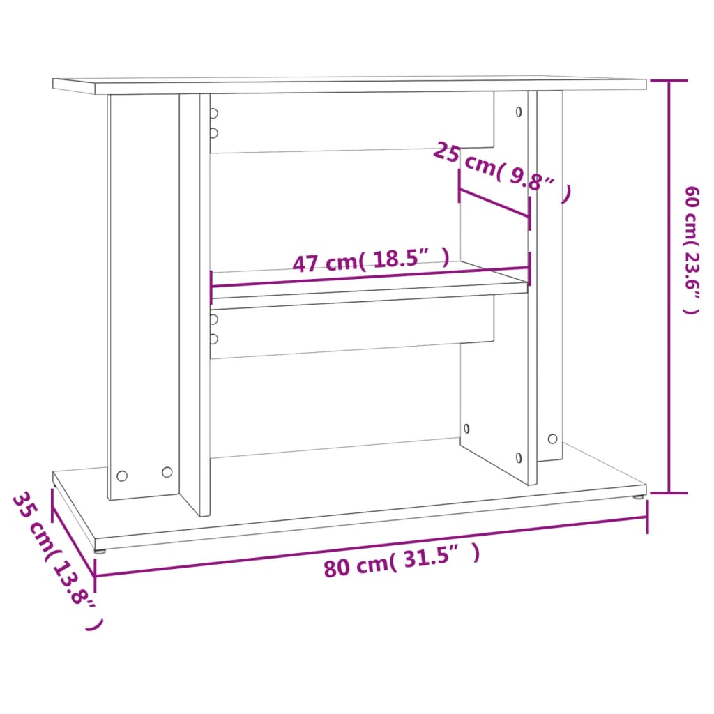 Aquariumstandaard 80x35x60 cm bewerkt hout zwart