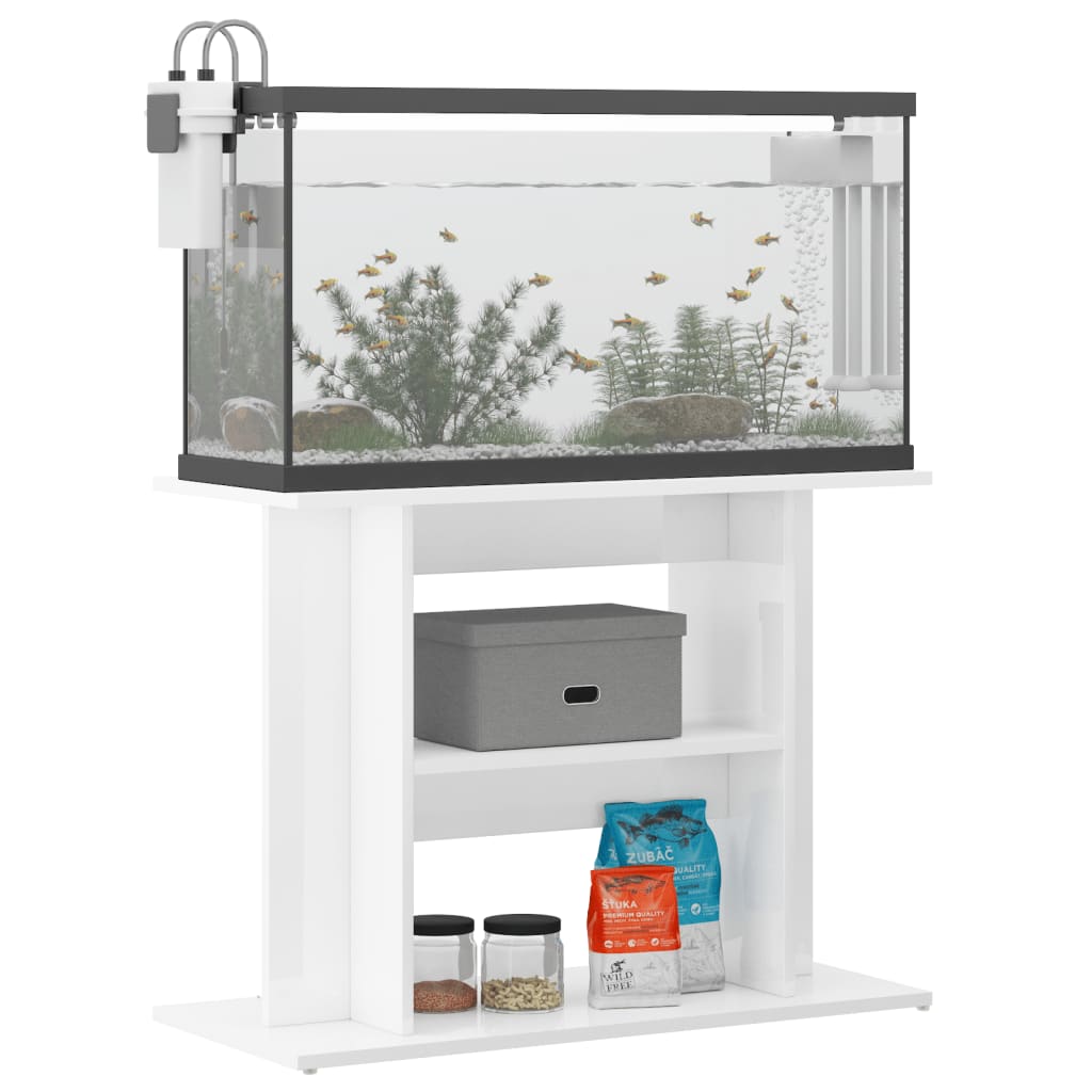 Aquariumstandaard 80x35x60 cm bewerkt hout hoogglans wit