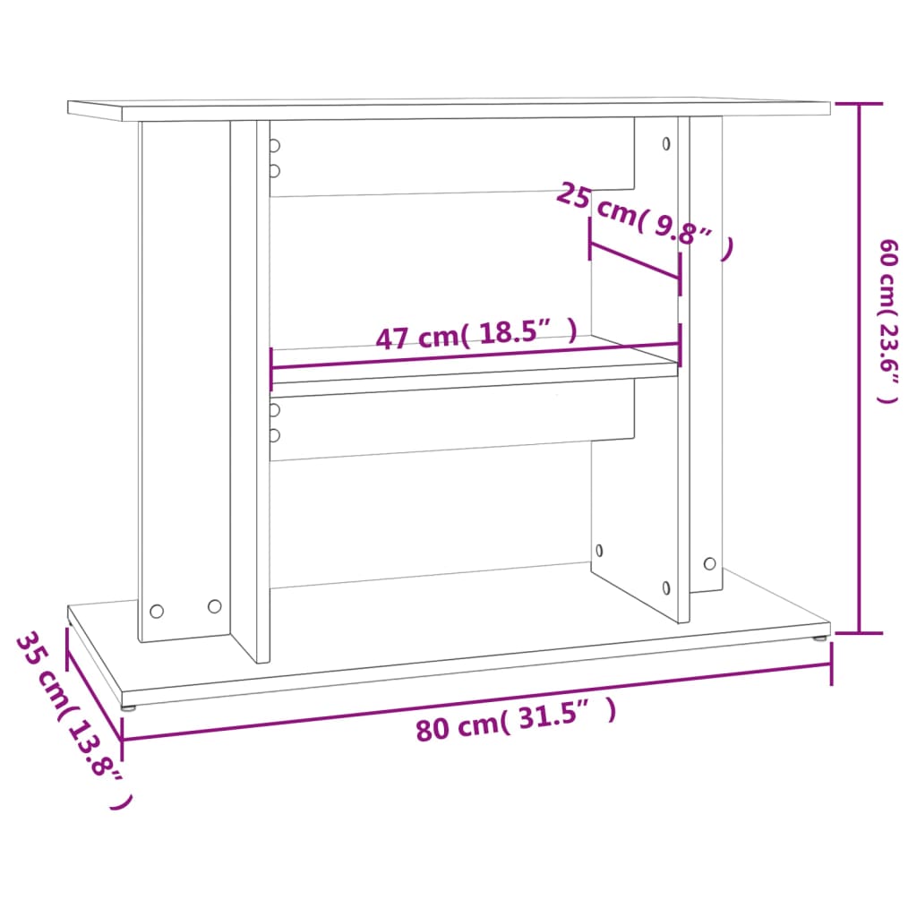 Aquariumstandaard 80x35x60 cm bewerkt hout sonoma eikenkleurig