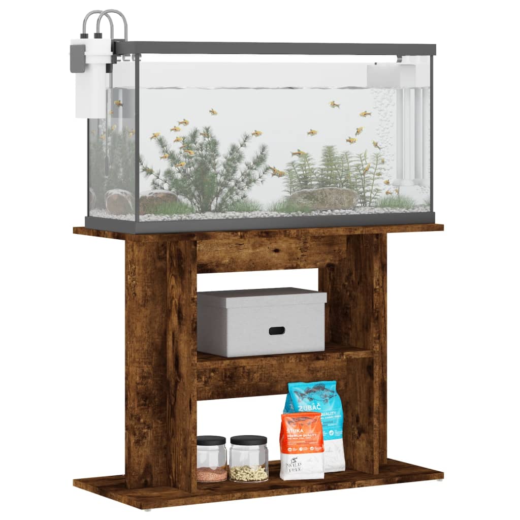 Aquariumstandaard 80x35x60 cm bewerkt hout gerookt eikenkleurig