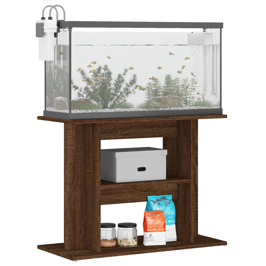 Aquariumstandaard 80x35x60 cm bewerkt hout bruin eikenkleur