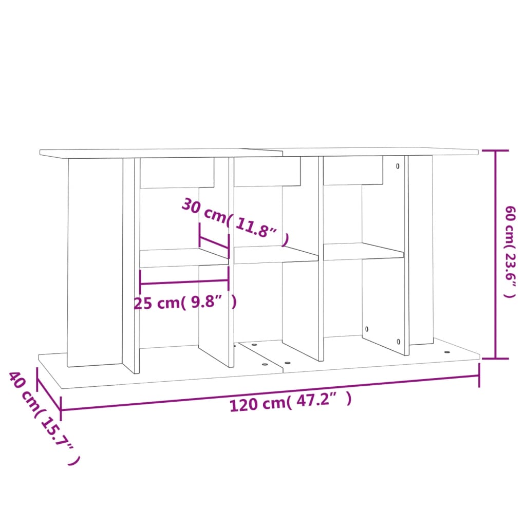 Aquariumstandaard 120x40x60 cm bewerkt hout hoogglans wit