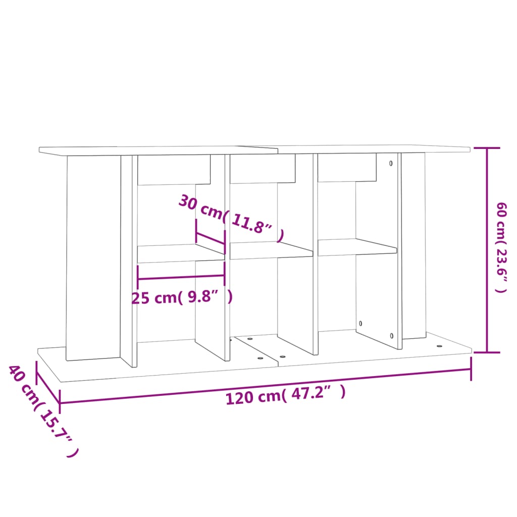 Aquariumstandaard 120x40x60 cm bewerkt hout grijs sonoma