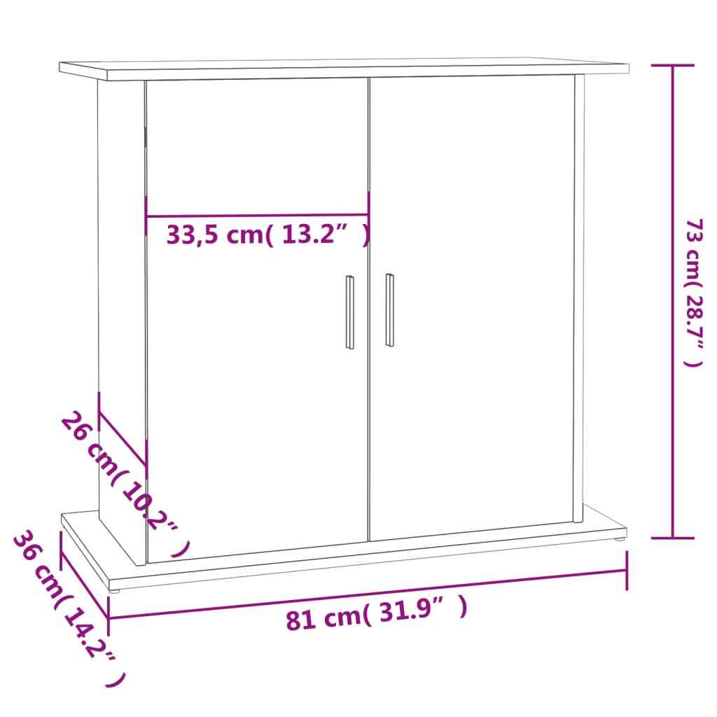 Aquariumstandaard 81x36x73 cm bewerkt hout wit