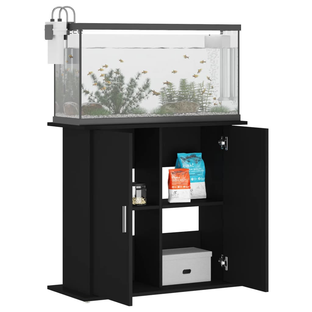 Aquariumstandaard 81x36x73 cm bewerkt hout zwart