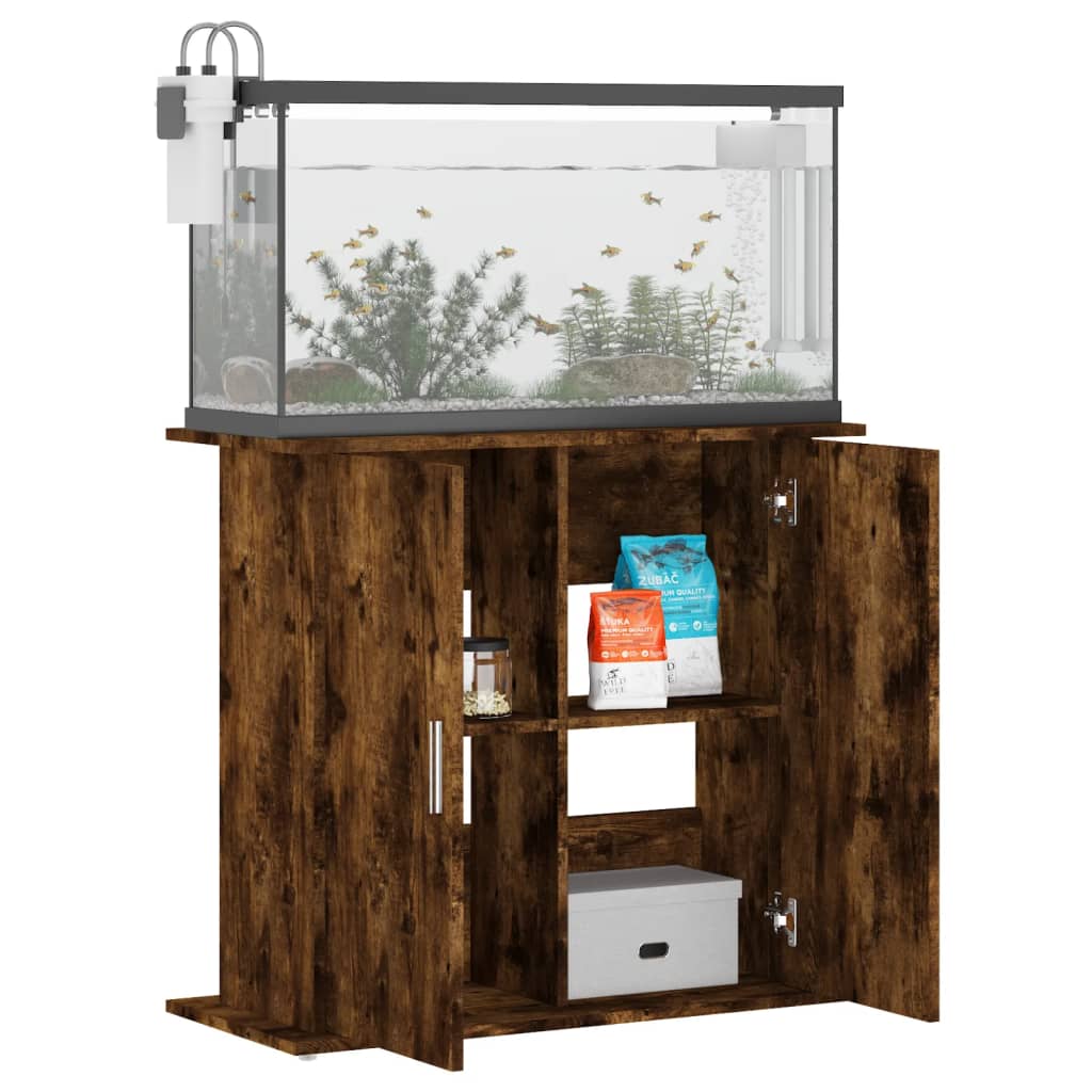 Aquariumstandaard 81x36x73 cm bewerkt hout gerookt eikenkleurig