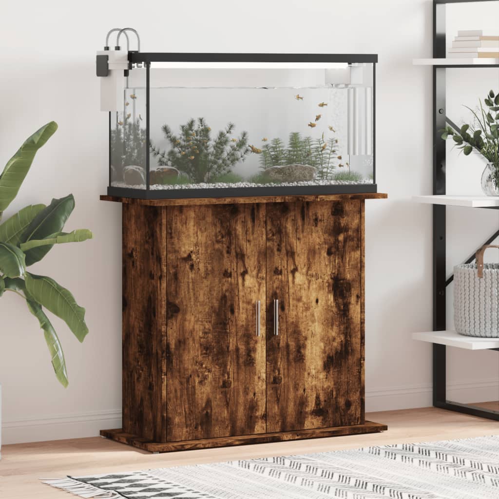 Aquariumstandaard 81x36x73 cm bewerkt hout gerookt eikenkleurig