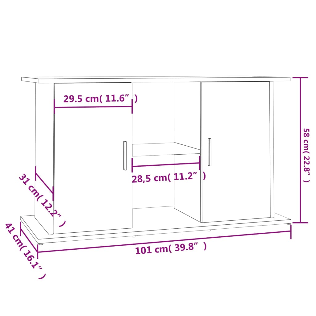 Aquariumstandaard 101x41x58 cm bewerkt hout wit