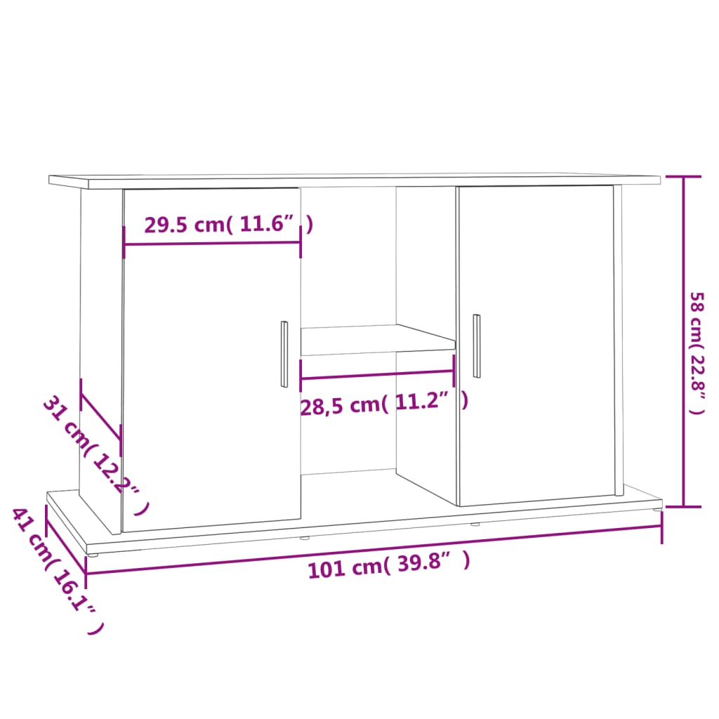 Aquariumstandaard 101x41x58 cm bewerkt hout sonoma eikenkleurig