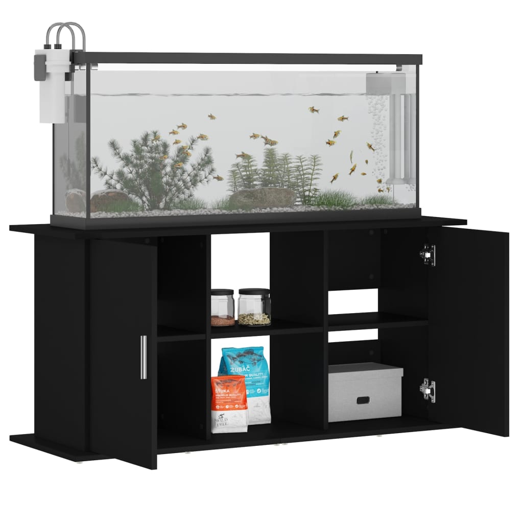 Aquariumstandaard 121x41x58 cm bewerkt hout zwart