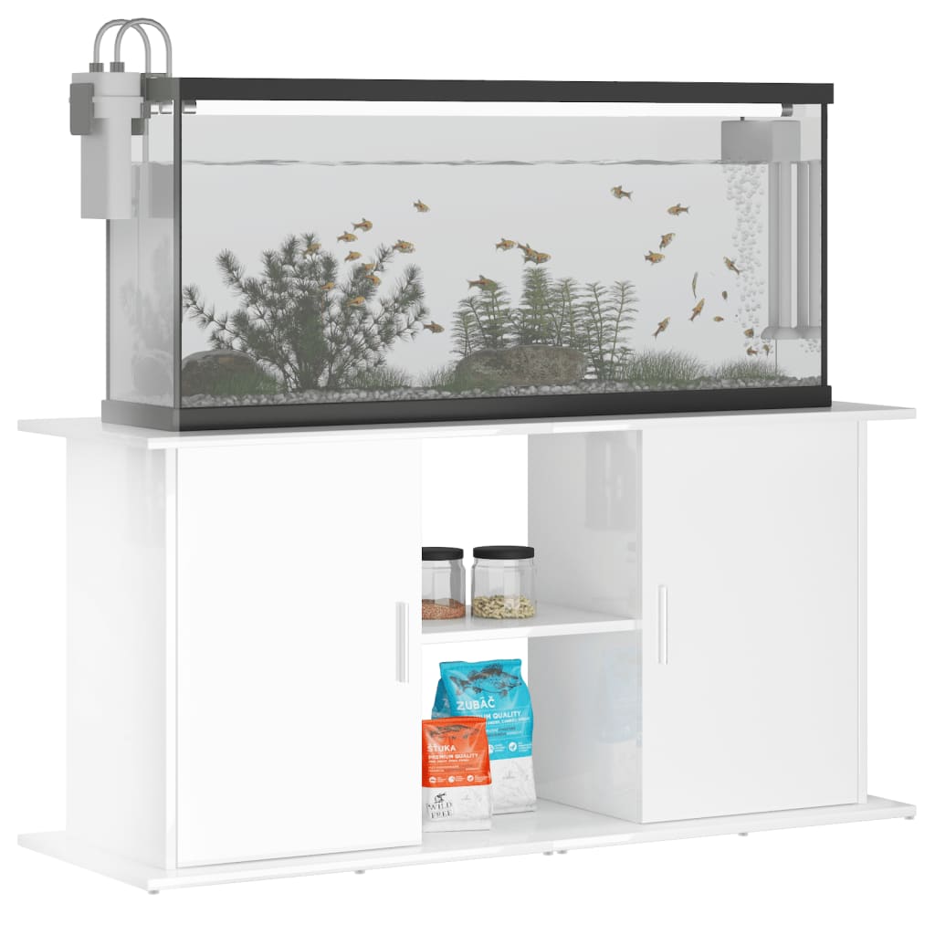 Aquariumstandaard 121x41x58 cm bewerkt hout hoogglans wit