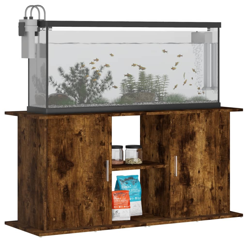 Aquariumstandaard 121x41x58 cm bewerkt hout gerookt eikenkleur