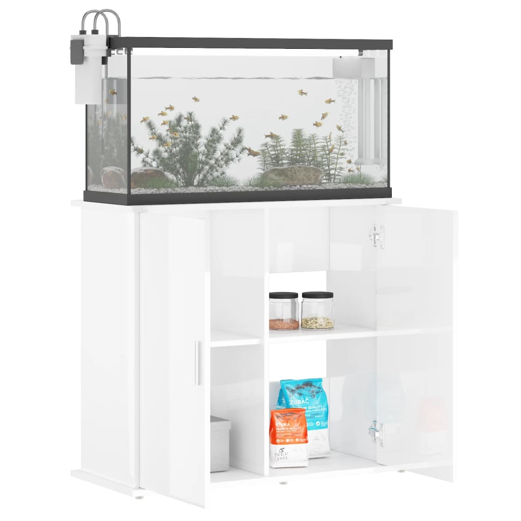 Aquariumstandaard 81x36x73 cm bewerkt hout hoogglans wit