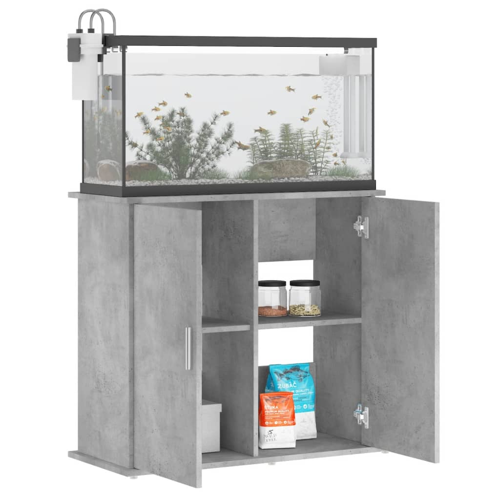 Aquariumstandaard 81x36x73 cm bewerkt hout betongrijs