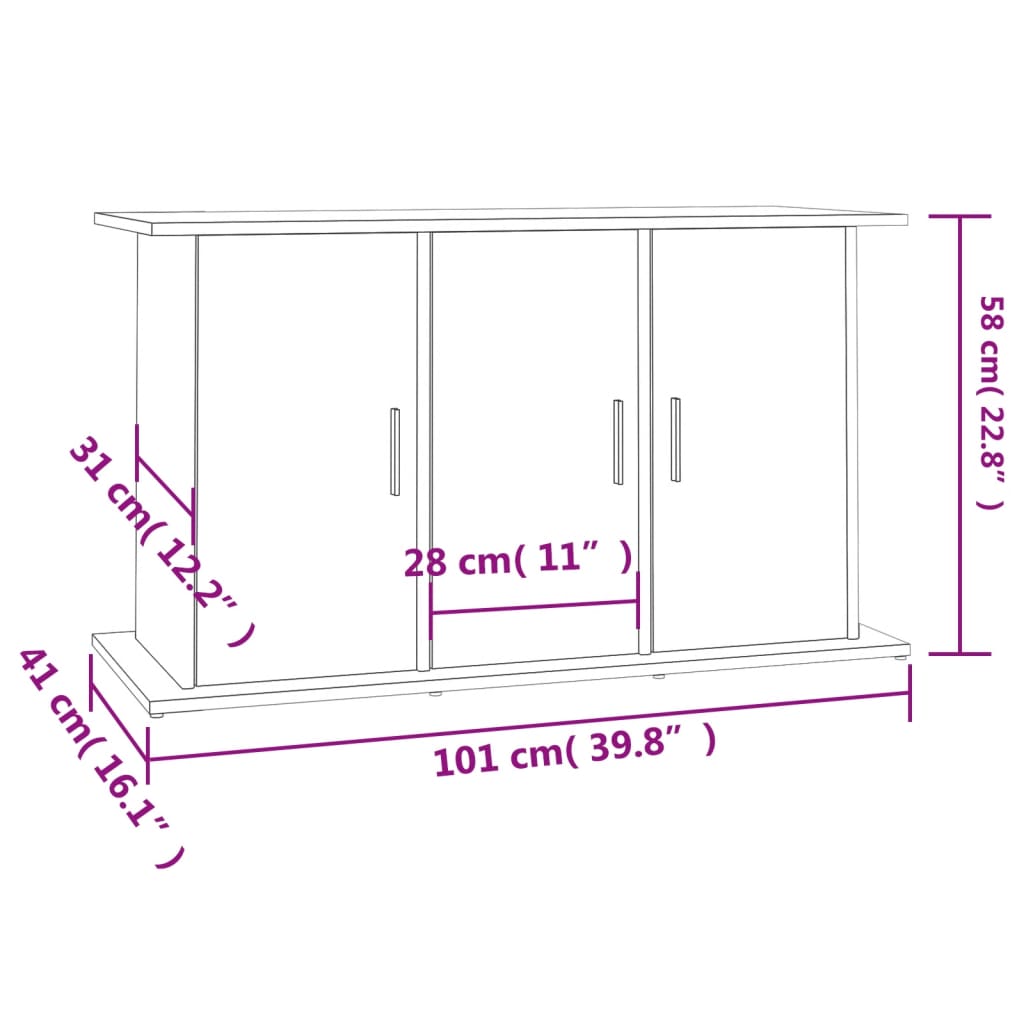 Aquariumstandaard 101x41x58 cm bewerkt hout wit