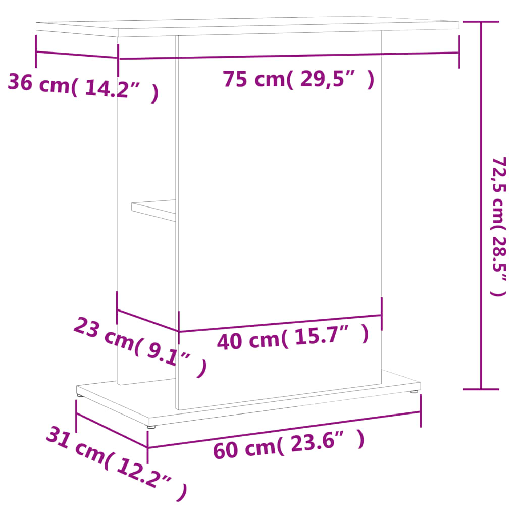 Aquariumstandaard 75x36x72,5 cm bewerkt hout wit