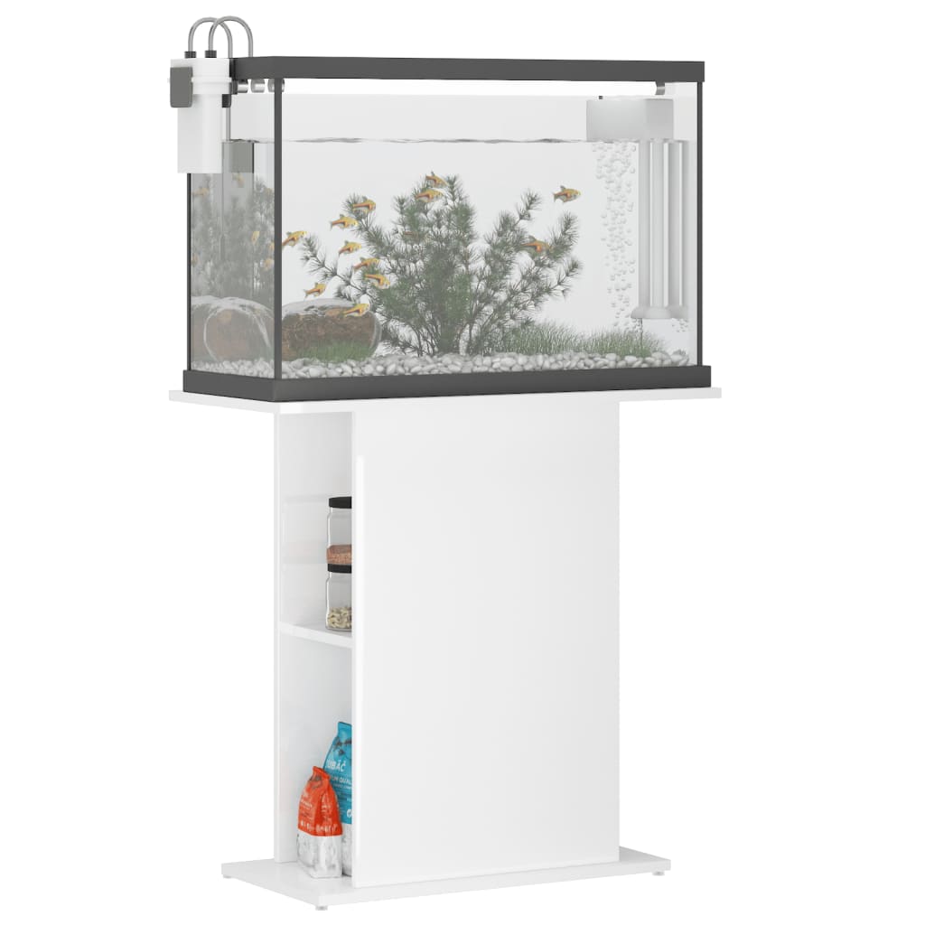 Aquariumstandaard 75x36x72,5 cm bewerkt hout hoogglans wit