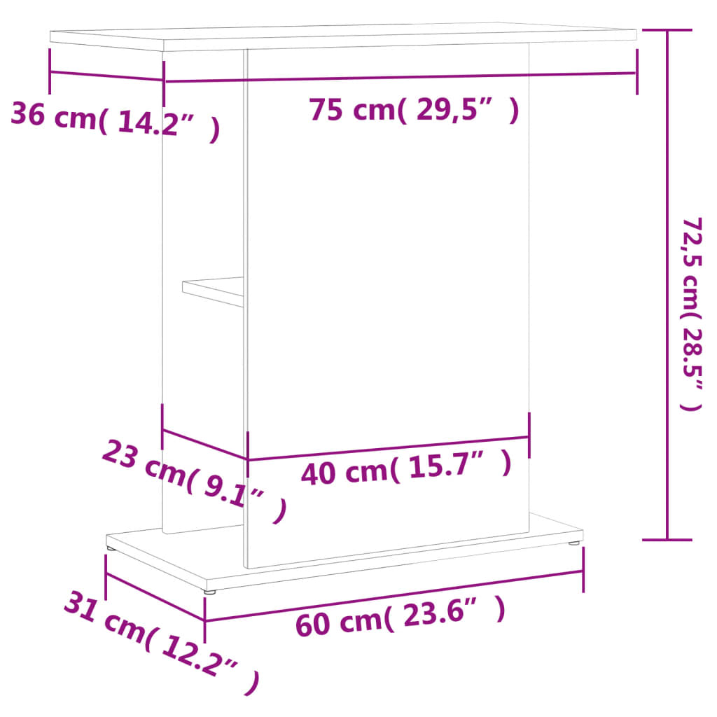 Aquariumstandaard 75x36x72,5 cm bewerkt hout betongrijs