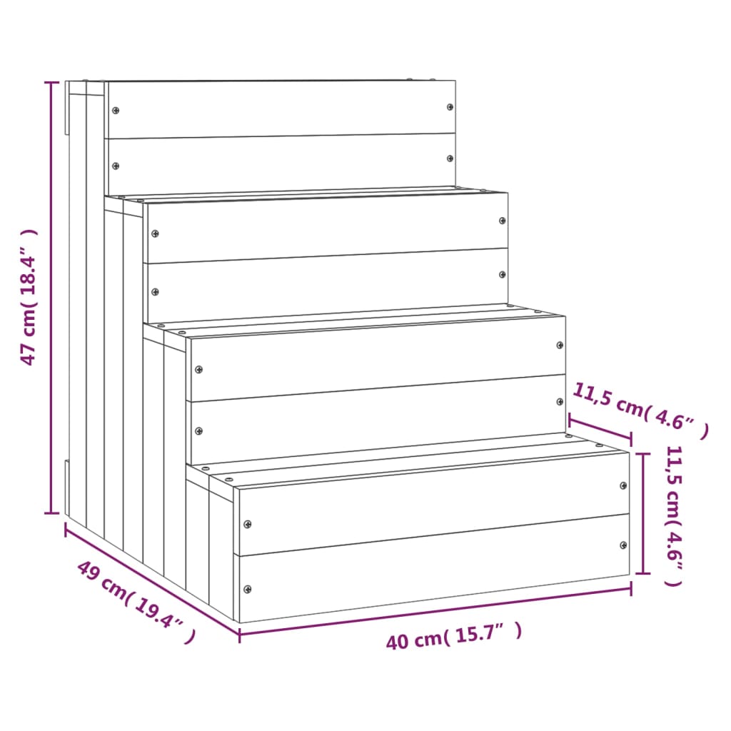 Huisdierentrap 40x49x47 cm massief grenenhout grijs