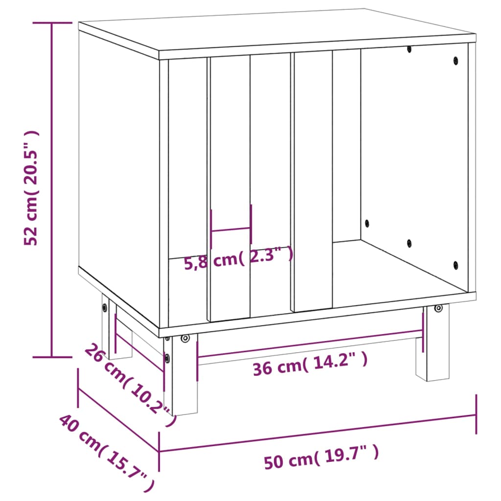 Hondenhok 50x40x52 cm massief grenenhout wit