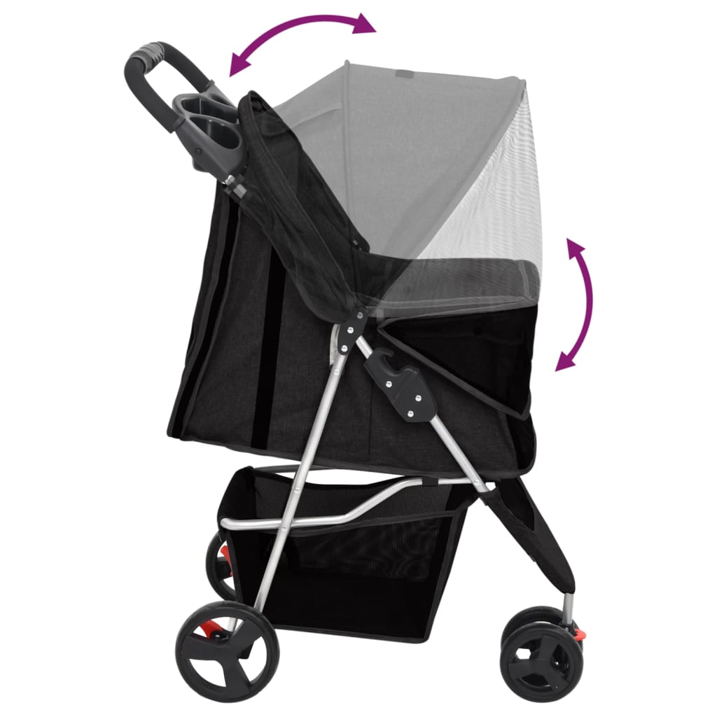 Hondenwagen inklapbaar 80x46x98 cm oxford stof zwart