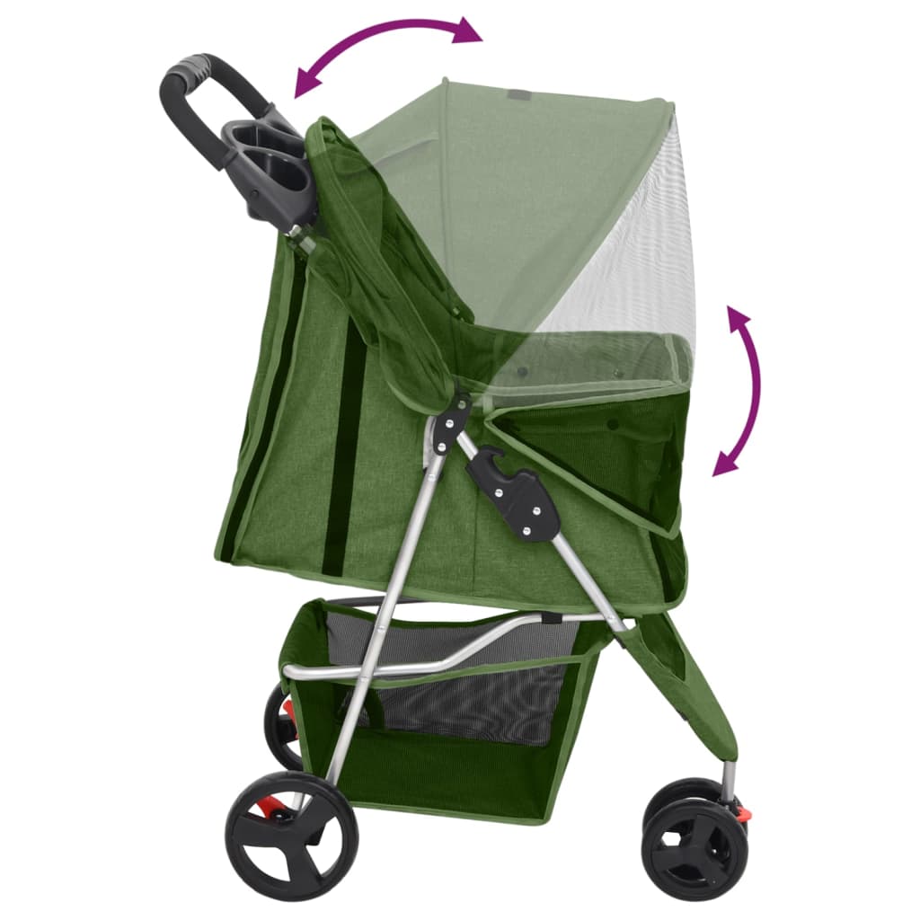 Hondenwagen inklapbaar 80x46x98 cm oxford stof groen