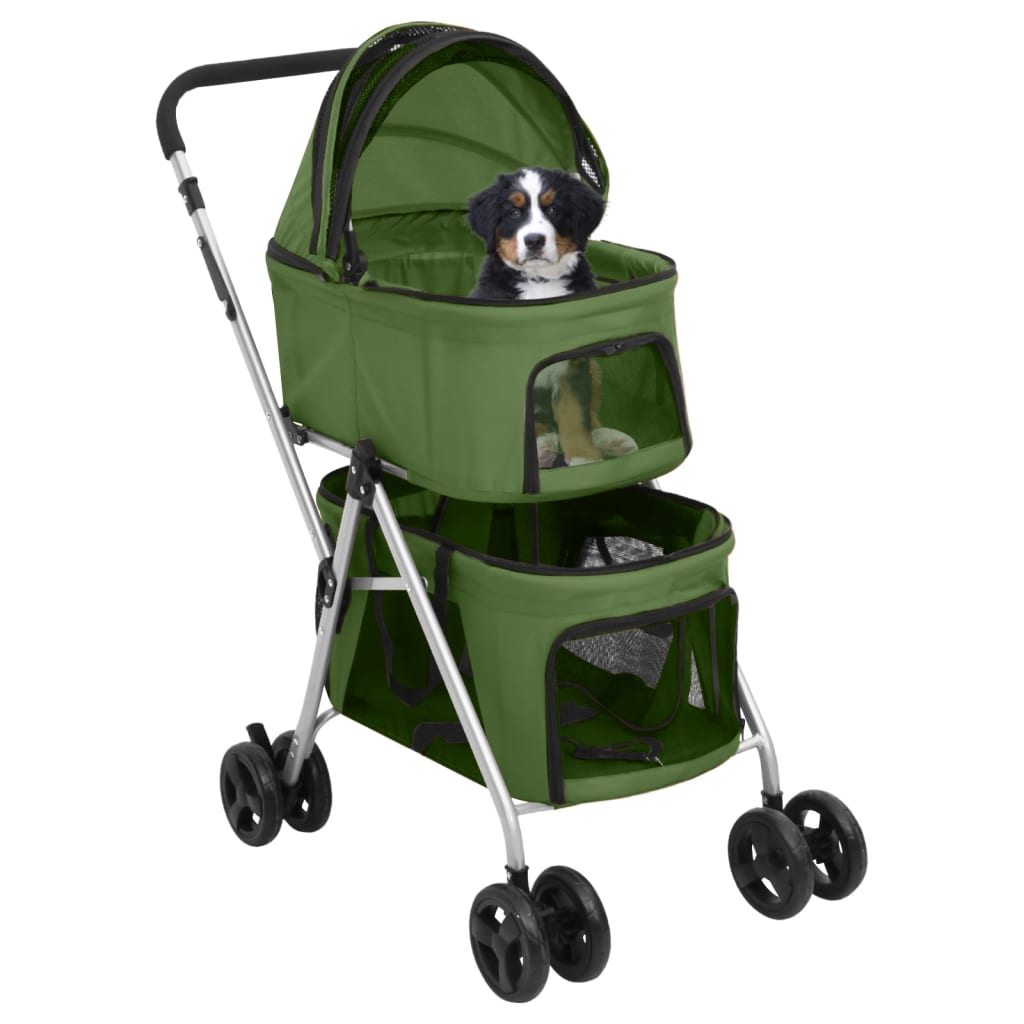 Hondenwagen 2-laags inklapbaar 83x48x97 cm oxford stof groen