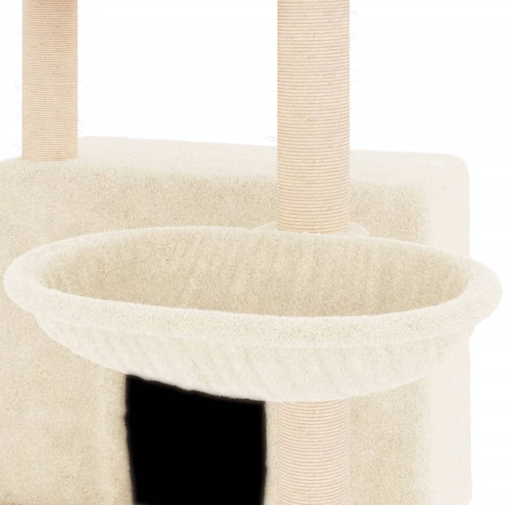 Kattenmeubel met sisal krabpalen 132 cm crèmekleurig