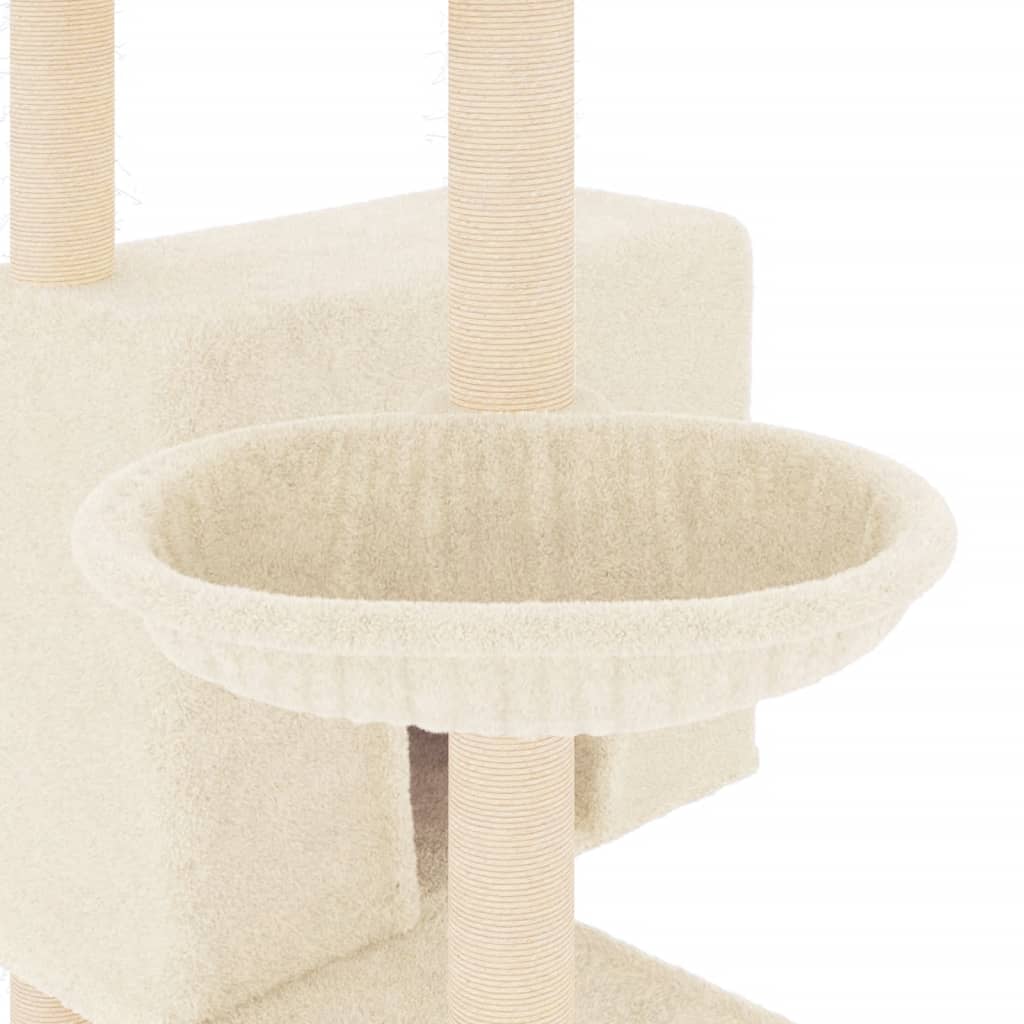 Kattenmeubel met sisal krabpalen 143 cm crèmekleurig