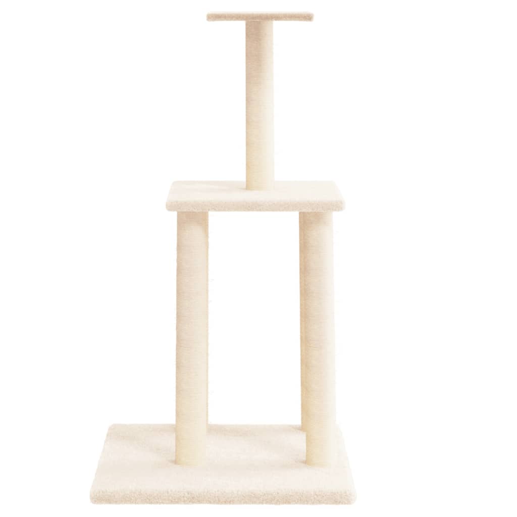 Kattenmeubel met sisal krabpalen 85,5 cm crèmekleurig