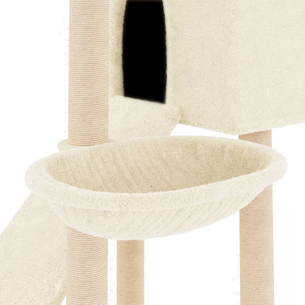 Kattenmeubel met sisal krabpalen 153 cm crèmekleurig