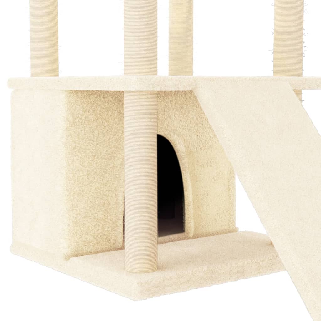 Kattenmeubel met sisal krabpalen 133 cm crèmekleurig