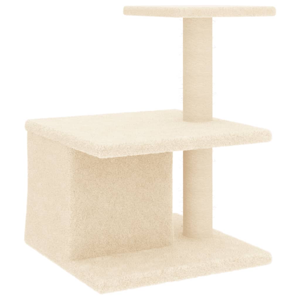 Kattenmeubel met sisal krabpalen 48 cm crèmekleurig