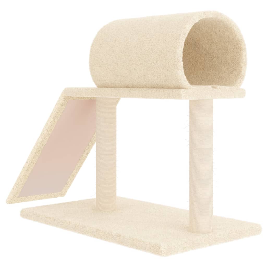 Kattenmeubel met tunnel en ladder 55,5 cm crèmekleurig