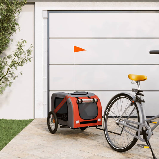 Hondenfietstrailer oxford stof en ijzer oranje en zwart