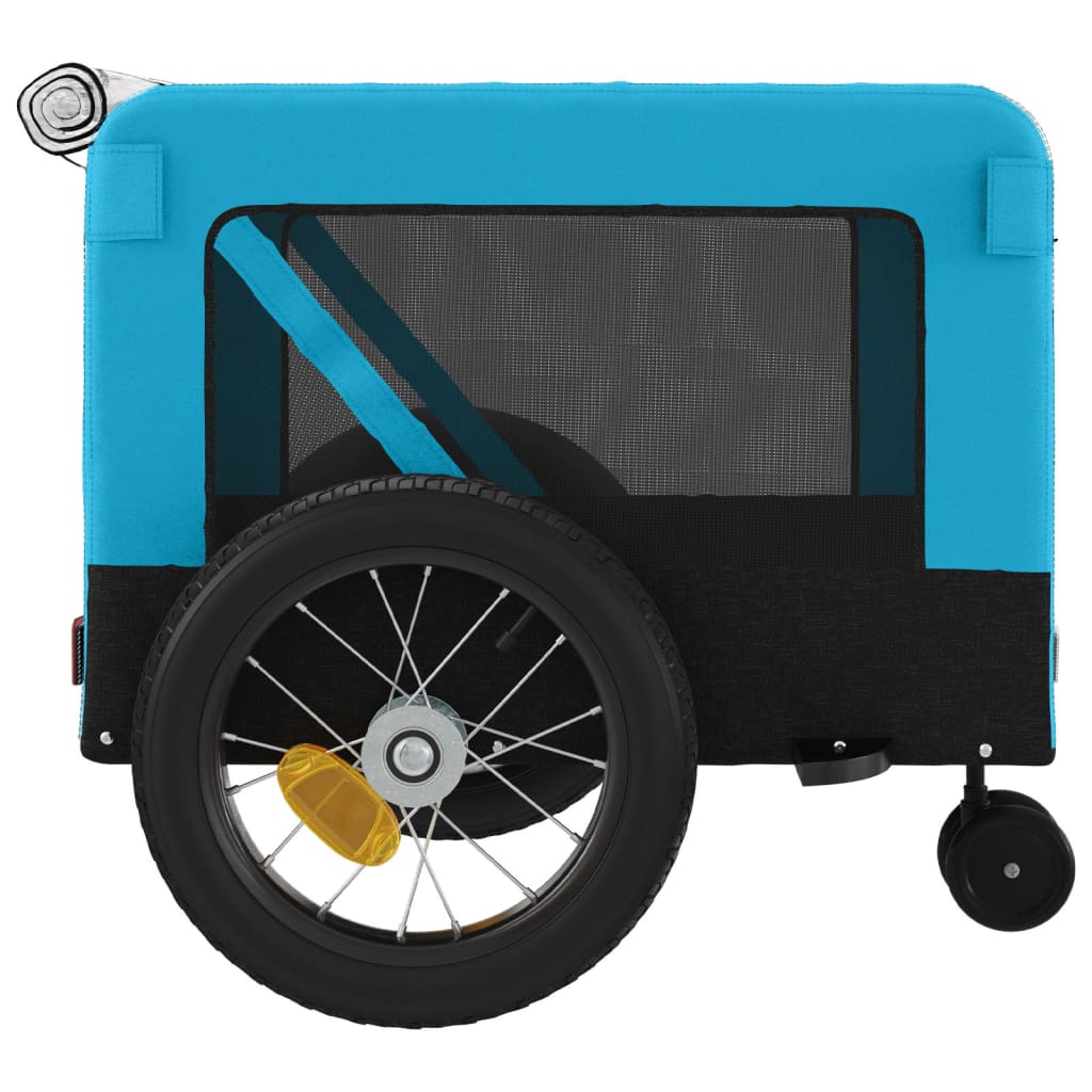 Hondenfietstrailer oxford stof en ijzer blauw en zwart