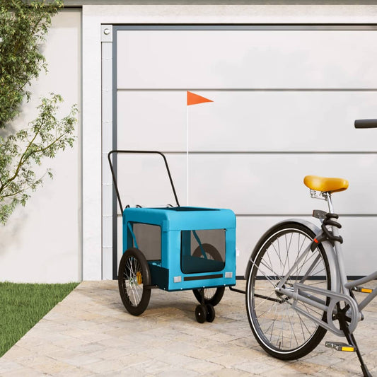 Hondenfietstrailer oxford stof en ijzer blauw en zwart