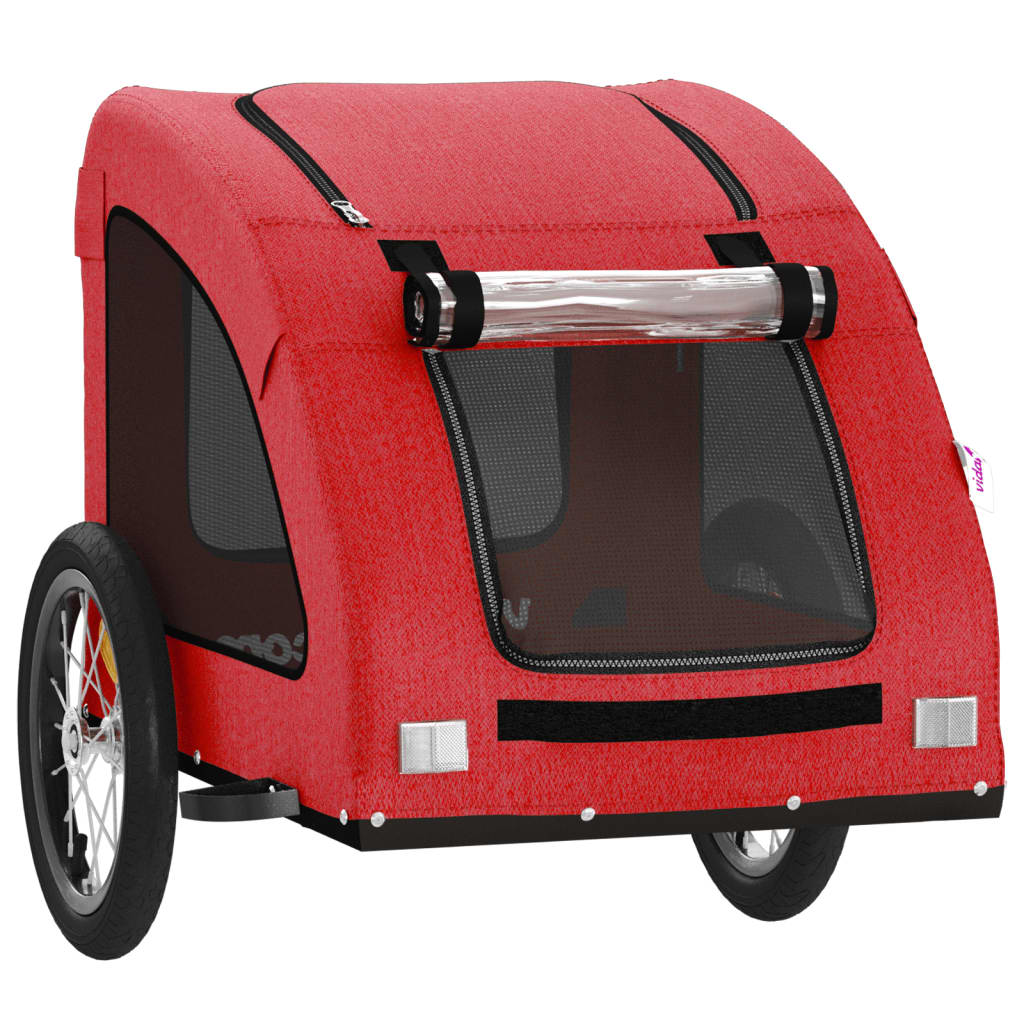 Hondenfietstrailer oxford stof en ijzer rood