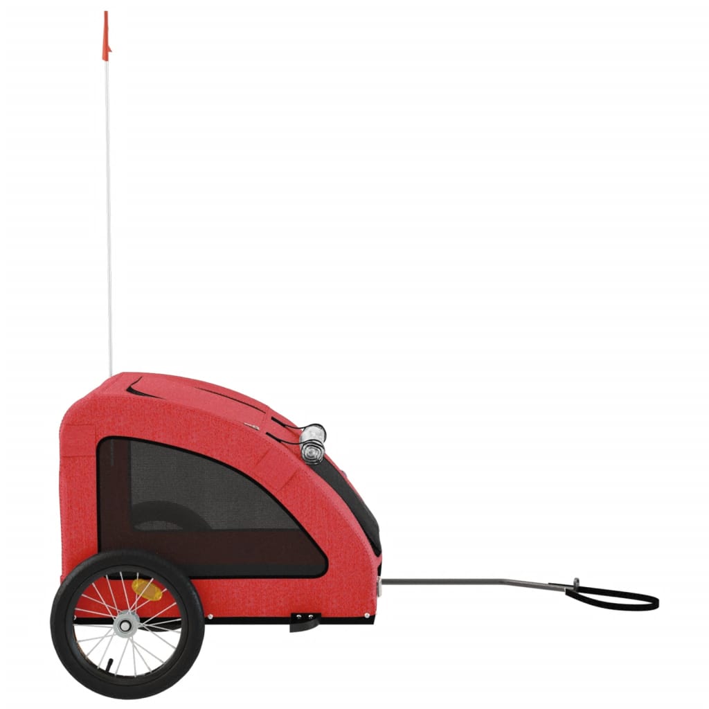 Hondenfietstrailer oxford stof en ijzer rood