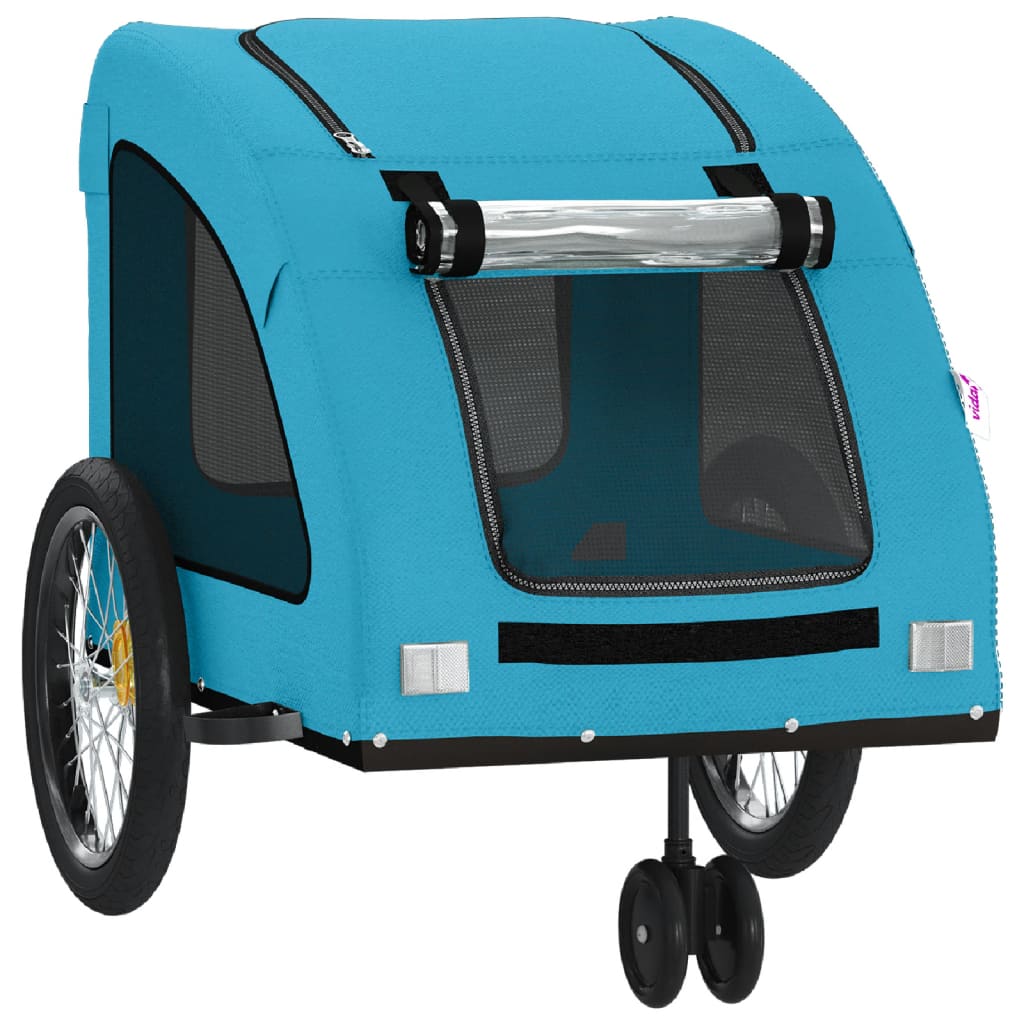 Hondenfietstrailer oxford stof en ijzer blauw