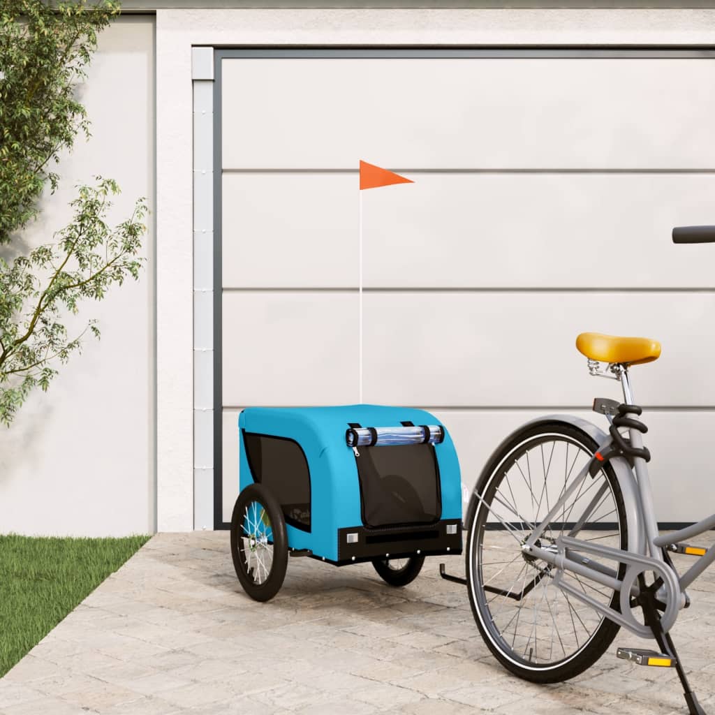 Hondenfietstrailer oxford stof en ijzer blauw en zwart