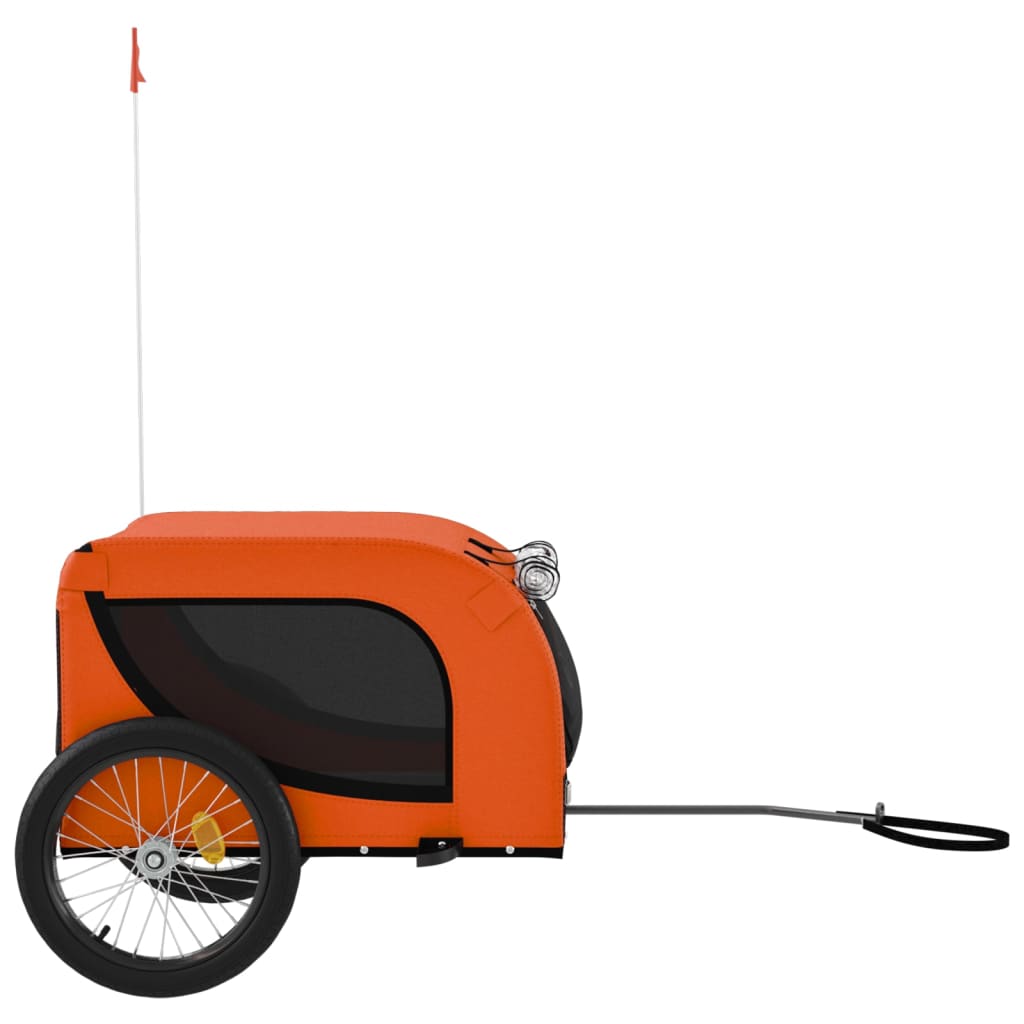 Hondenfietstrailer oxford stof en ijzer oranje en zwart