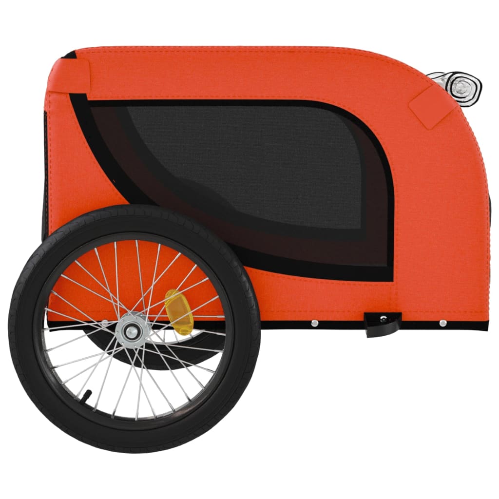 Hondenfietstrailer oxford stof en ijzer oranje en zwart