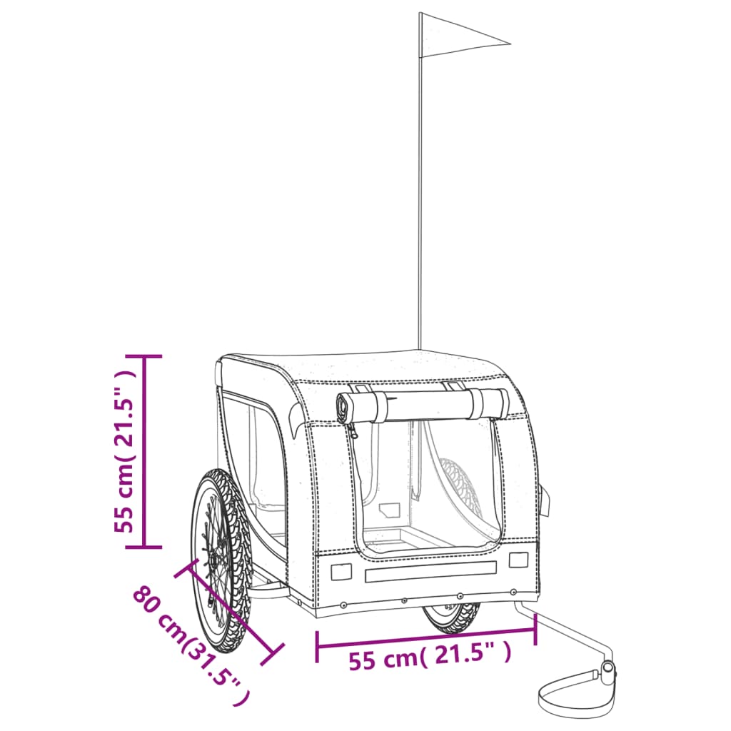 Hondenfietstrailer oxford stof en ijzer grijs en zwart