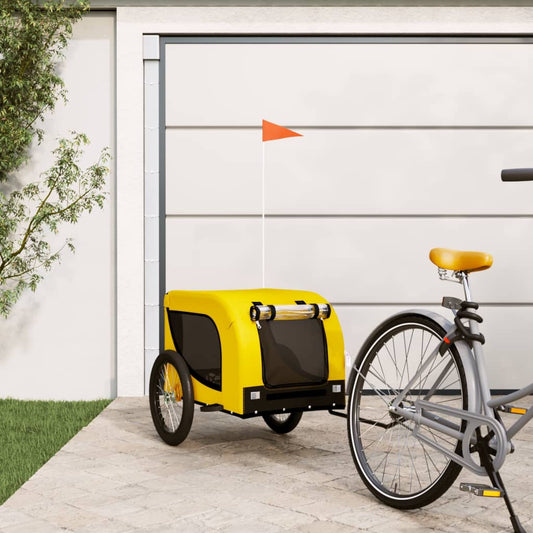 Hondenfietstrailer oxford stof en ijzer geel en zwart