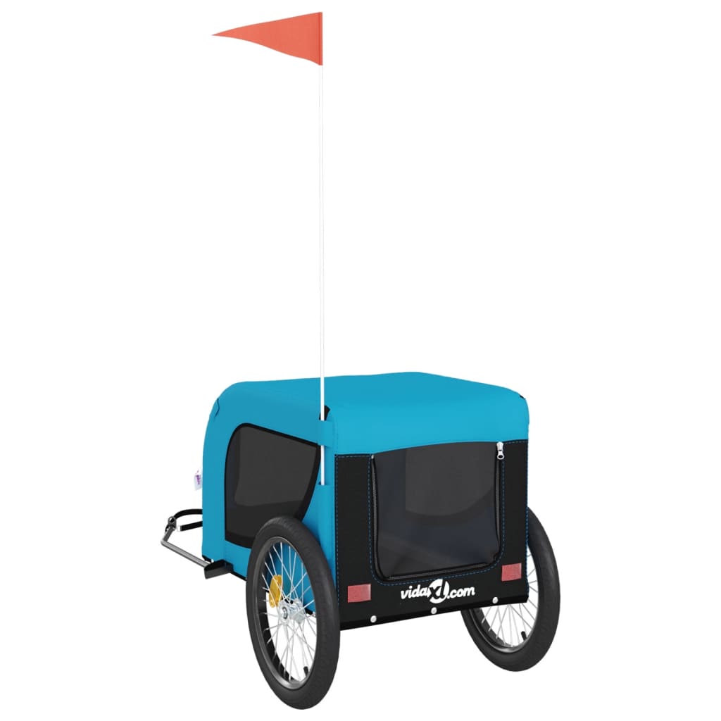 Hondenfietstrailer oxford stof en ijzer blauw en zwart