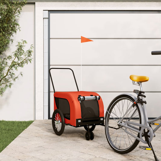 Hondenfietstrailer oxford stof en ijzer oranje en zwart