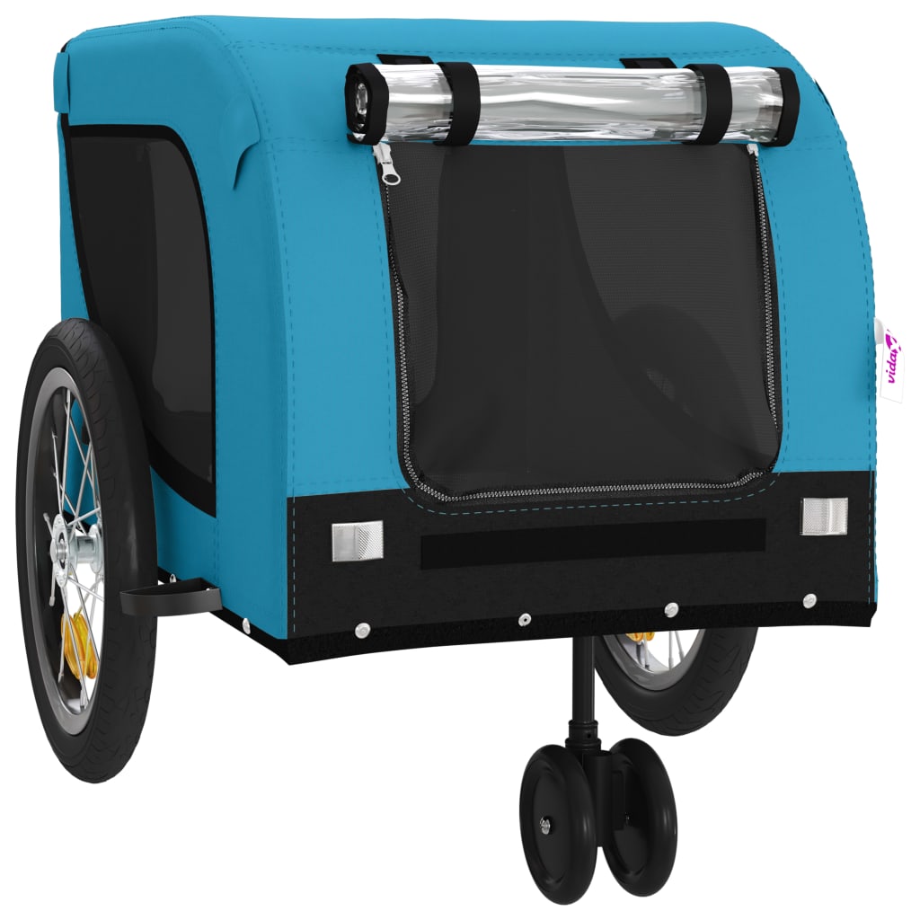 Hondenfietstrailer oxford stof en ijzer blauw en zwart