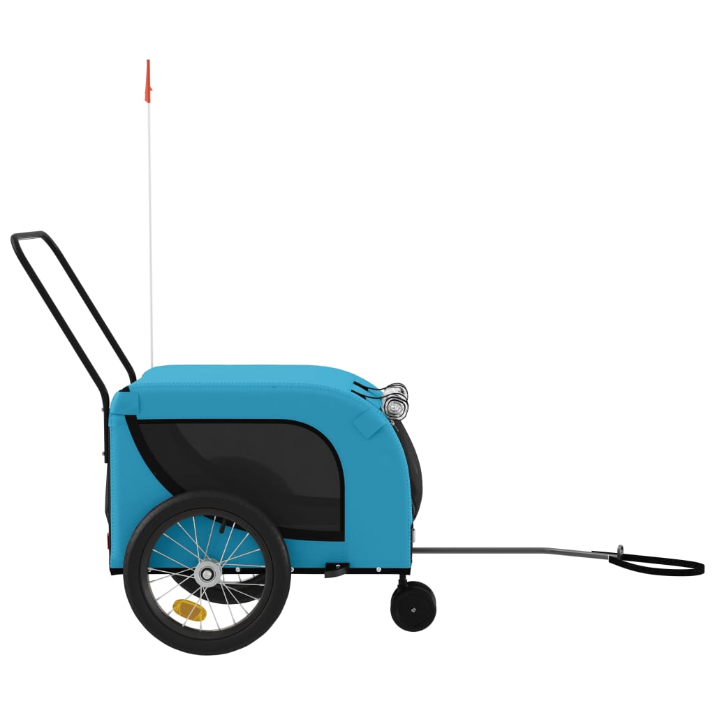 Hondenfietstrailer oxford stof en ijzer blauw en zwart